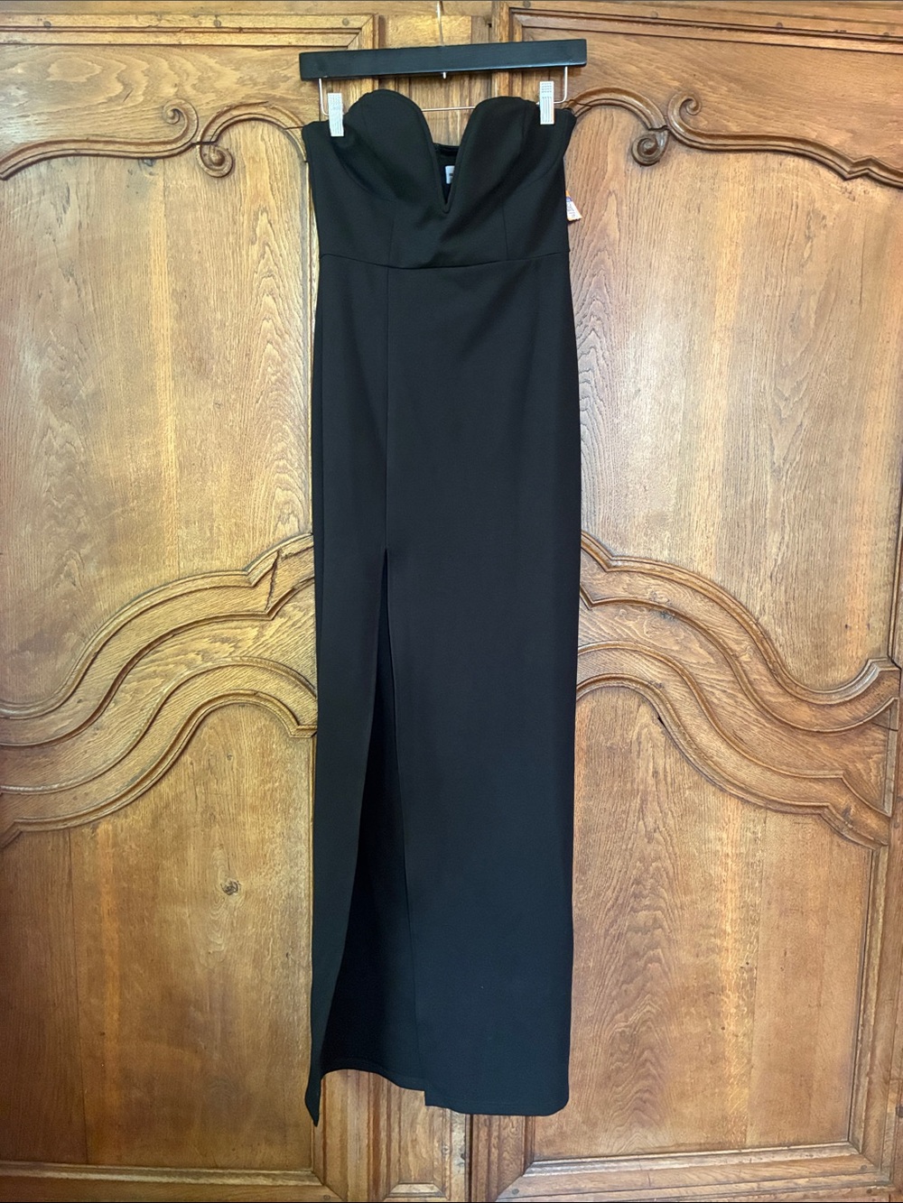 Superdown Revolve Strapless Black Maxi Dress with Front Slit - Picture 3 of 11
